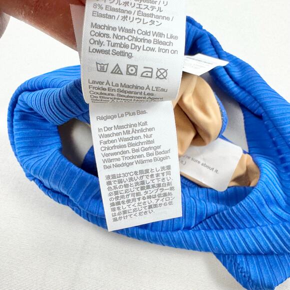 J Crew Women's Wide Rib High Cut Crossover Cheeky Bikini Bottom Small Blue - Picture 8 of 9